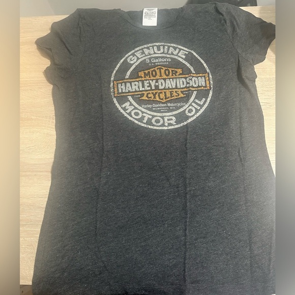Harley-Davidson Tops - Harley-Davidson Black and Orange Logo Tee. Size large.